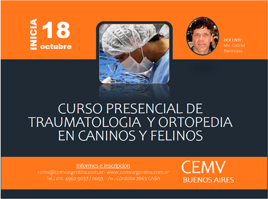 Curso Presencial de Traumatología y Ortopedia en Caninos y Felinos