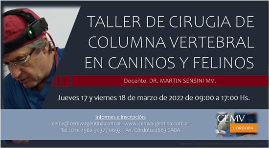 Taller de Cirugía de Columna Vertebral en Caninos y Felinos
