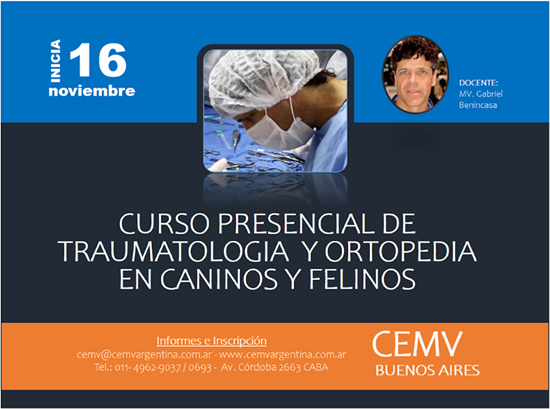 Curso Presencial de Traumatología y Ortopedia en Caninos y Felinos